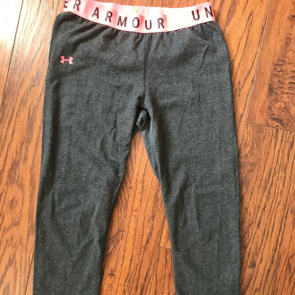 Under armor grey and pink workout leggings